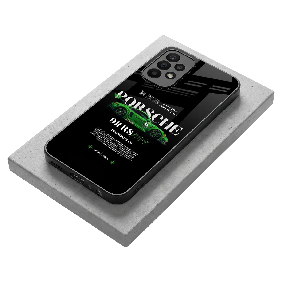 911 RS Drifting Club stylish phone case for samsung galaxy a23 | glossy glass and slim fit