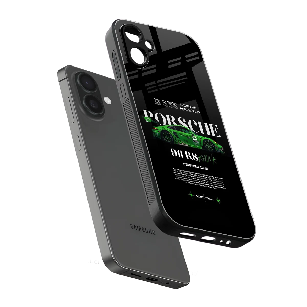 911 RS Drifting Club sleek samsung galaxy a06 5g cover with tempered glass back and TPU edges