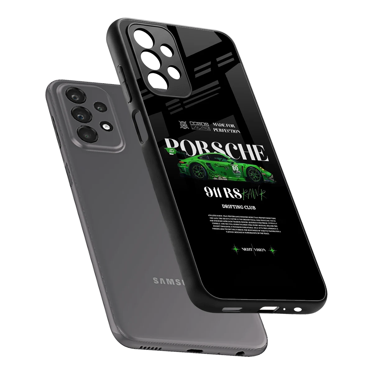 911 RS Drifting Club sleek samsung galaxy a23 cover with tempered glass back and TPU edges