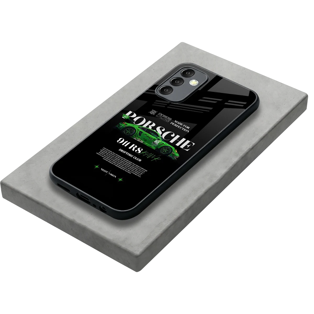 911 RS Drifting Club stylish phone case for samsung galaxy m14 5g | glossy glass and slim fit