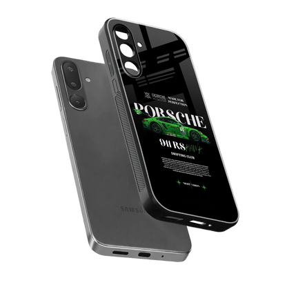 911 RS Drifting Club sleek samsung galaxy m36 5g cover with tempered glass back and TPU edges