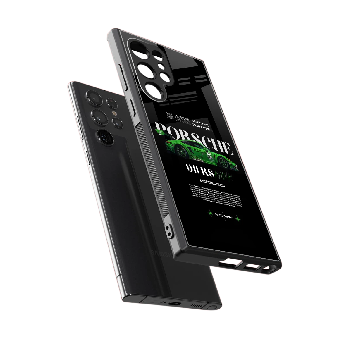 911 RS Drifting Club sleek samsung galaxy s23 ultra cover with tempered glass back and TPU edges