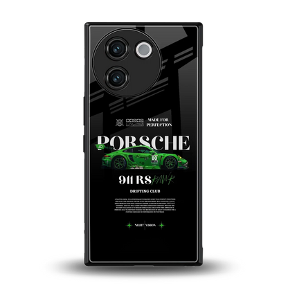 911 RS Drifting Club back phone cover | glass case for vivo v30e