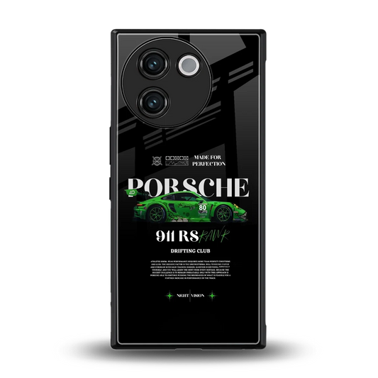911 RS Drifting Club back phone cover | glass case for vivo v30e