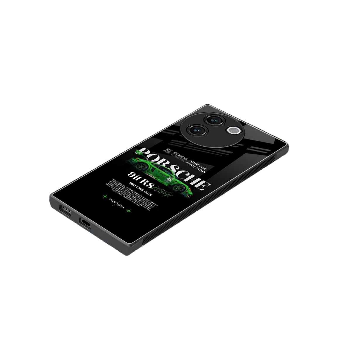 911 RS Drifting Club stylish phone case for vivo v30e | glossy glass and slim fit