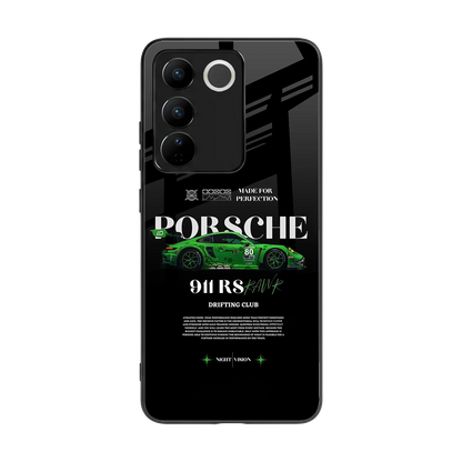 911 RS Drifting Club back phone cover | glass case for vivo v27 5g