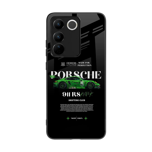 911 RS Drifting Club back phone cover | glass case for vivo v27 5g
