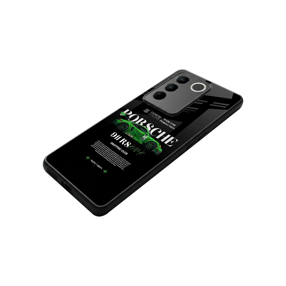911 RS Drifting Club stylish phone case for vivo v27 5g | glossy glass and slim fit