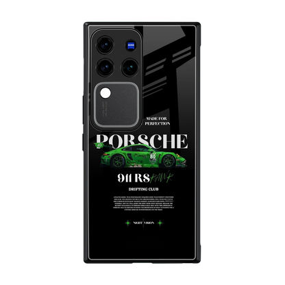 911 RS Drifting Club back phone cover | glass case forvivo v30 pro