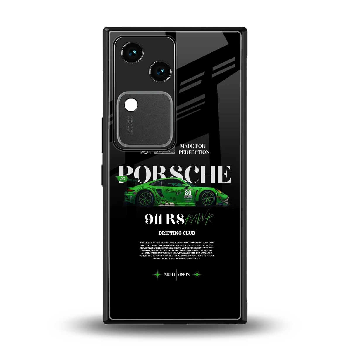 911 RS Drifting Club back phone cover | glass case for vivo v30