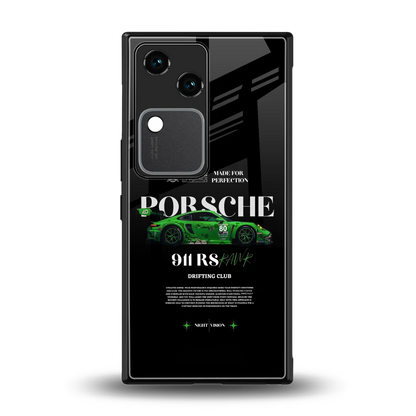 911 RS Drifting Club back phone cover | glass case for vivo v30