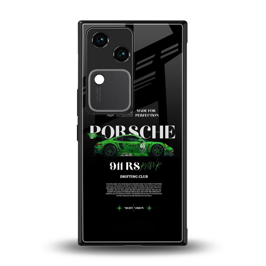 911 RS Drifting Club back phone cover | glass case for vivo v30