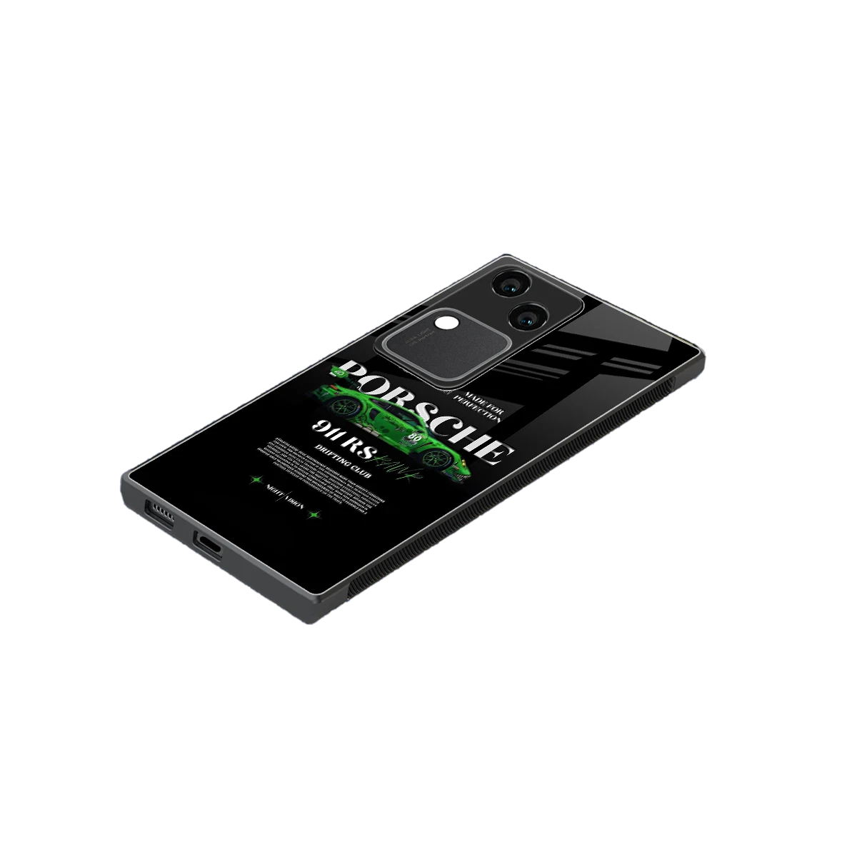 911 RS Drifting Club stylish phone case for vivo v30 | glossy glass and slim fit