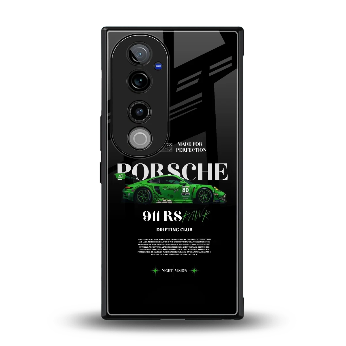 911 RS Drifting Club back phone cover | glass case for vivo v40 pro