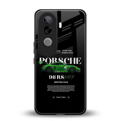 911 RS Drifting Club back phone cover | glass case for vivo v40e