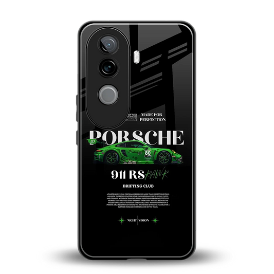 911 RS Drifting Club back phone cover | glass case for vivo v40e