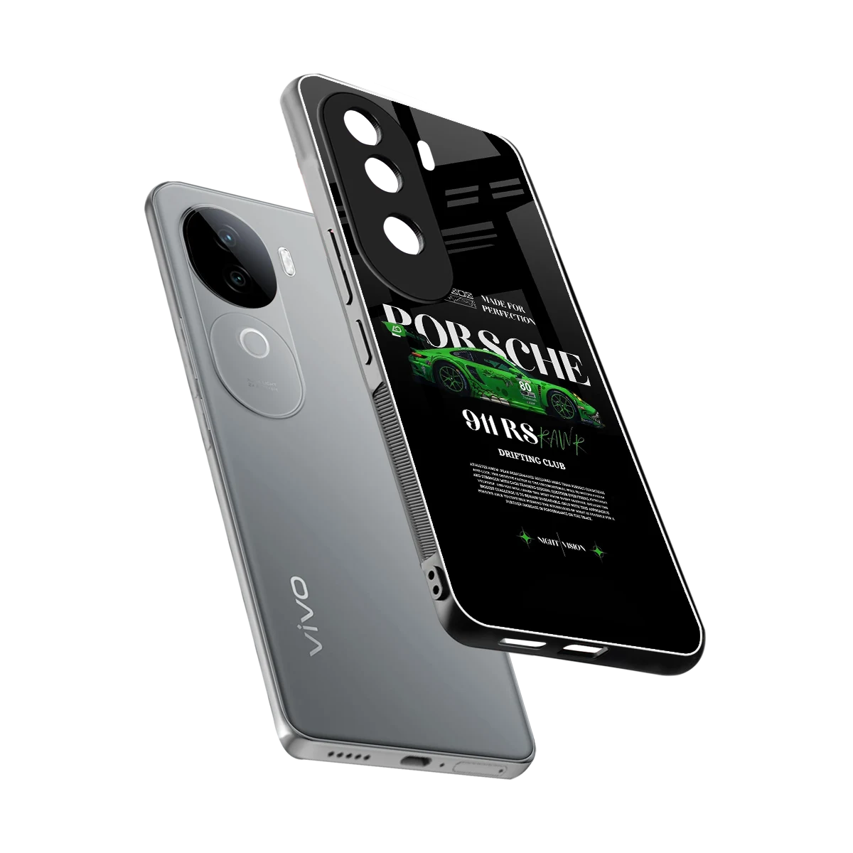 911 RS Drifting Club sleek vivo v40e cover with tempered glass back and TPU edges