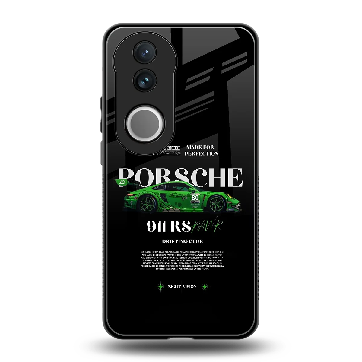 911 RS Drifting Club back phone cover | glass case for vivo v50