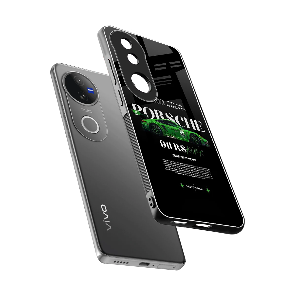 911 RS Drifting Club sleek vivo v50 cover with tempered glass back and TPU edges
