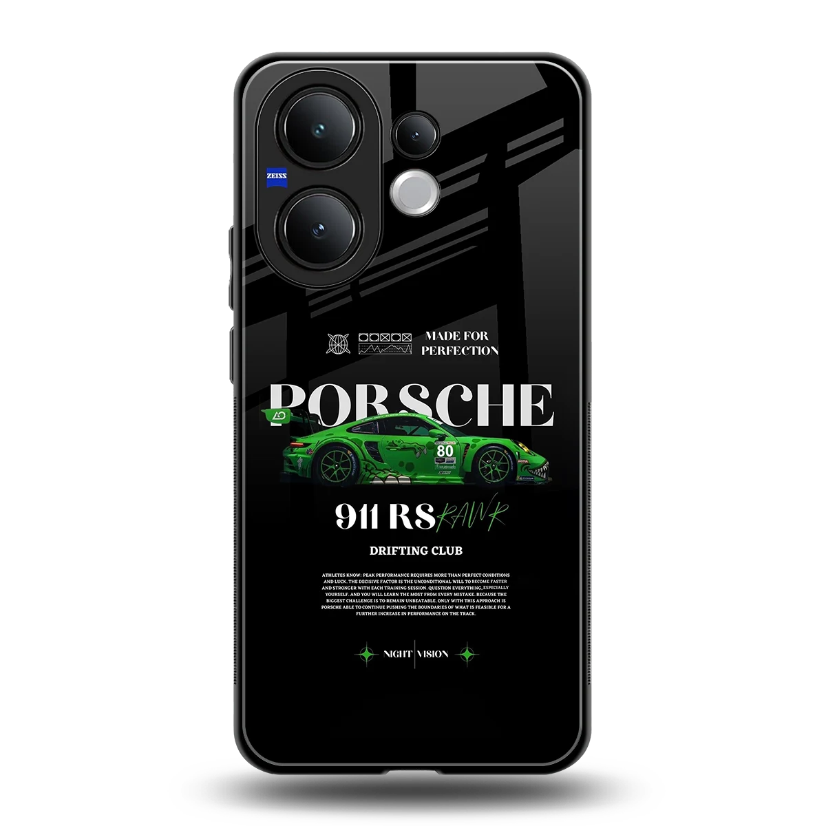 911 RS Drifting Club back phone cover | glass case for vivo v60