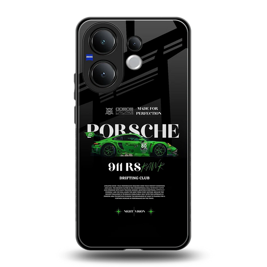 911 RS Drifting Club back phone cover | glass case for vivo v60