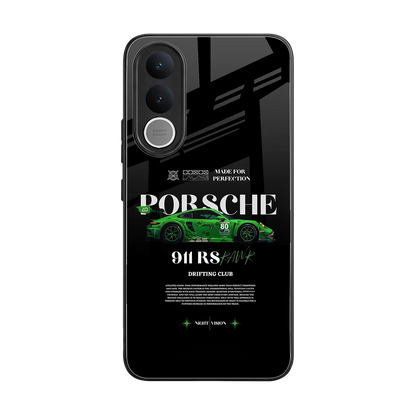 911 RS Drifting Club back phone cover | glass case for vivo v70 fe