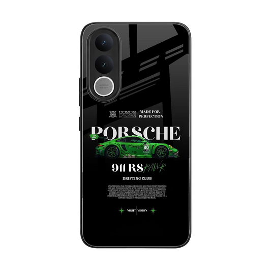 911 RS Drifting Club back phone cover | glass case for vivo v70 fe