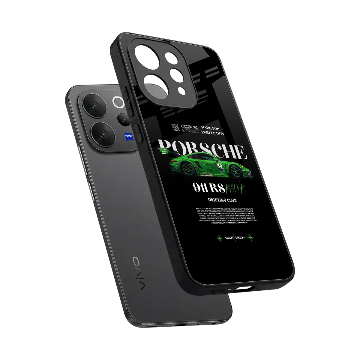 911 RS Drifting Club sleek vivo v70 elite cover with tempered glass back and TPU edges