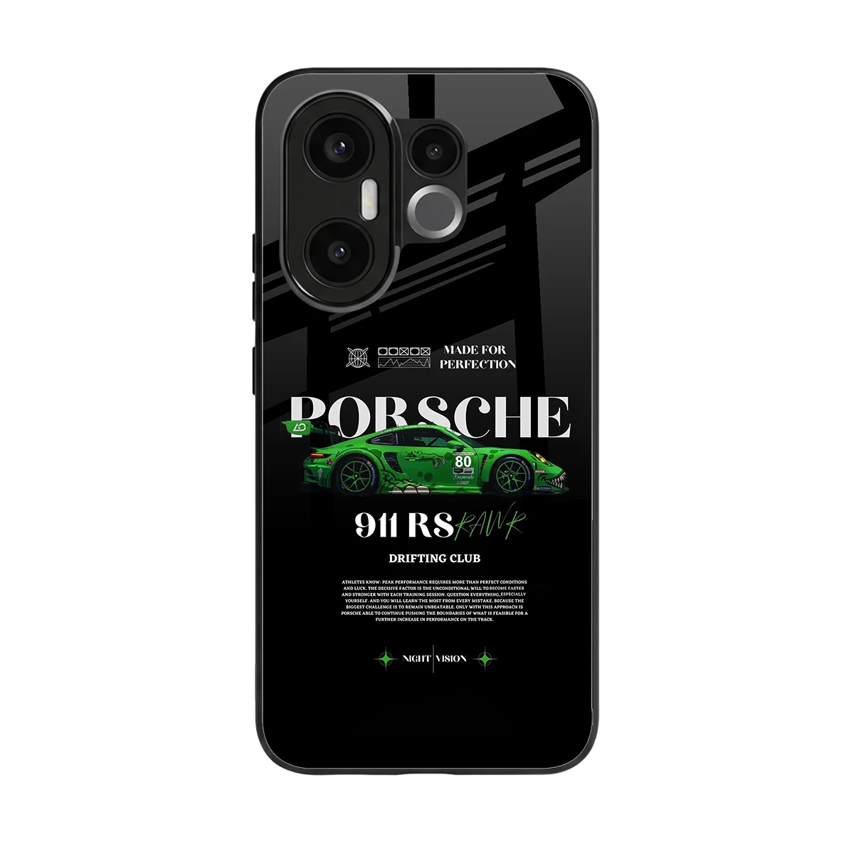911 RS Drifting Club back phone cover | glass case for vivo x200 fe