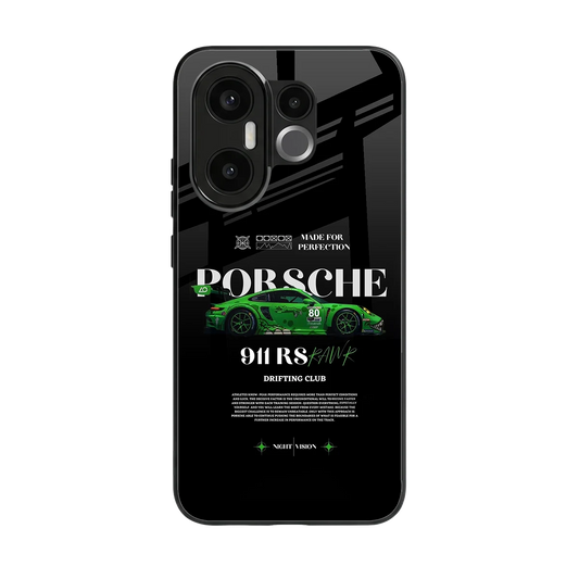 911 RS Drifting Club back phone cover | glass case for vivo x200 fe
