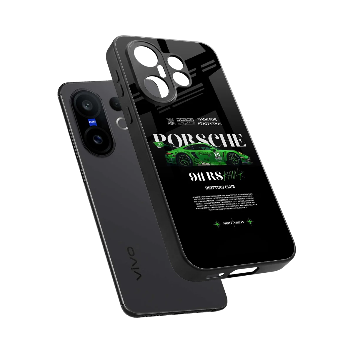 911 RS Drifting Club sleek vivo x200 fe cover with tempered glass back and TPU edges