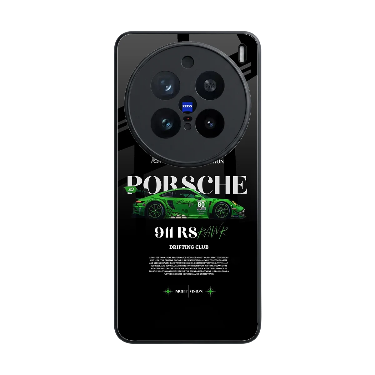 911 RS Drifting Club back phone cover | glass case for vivo x200 pro