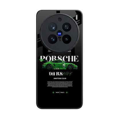 911 RS Drifting Club back phone cover | glass case for vivo x200 pro