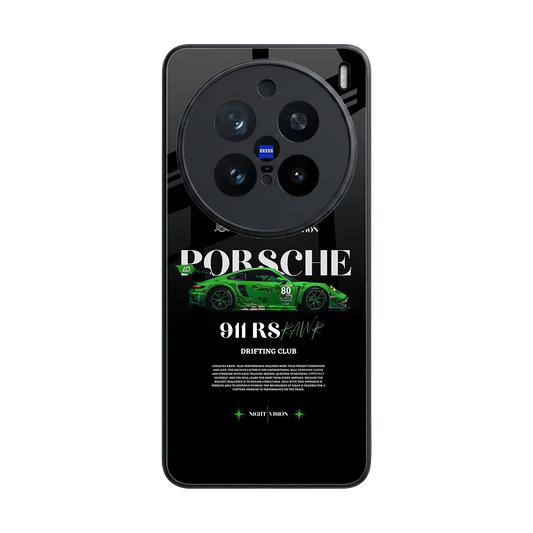 911 RS Drifting Club back phone cover | glass case for vivo x200 pro