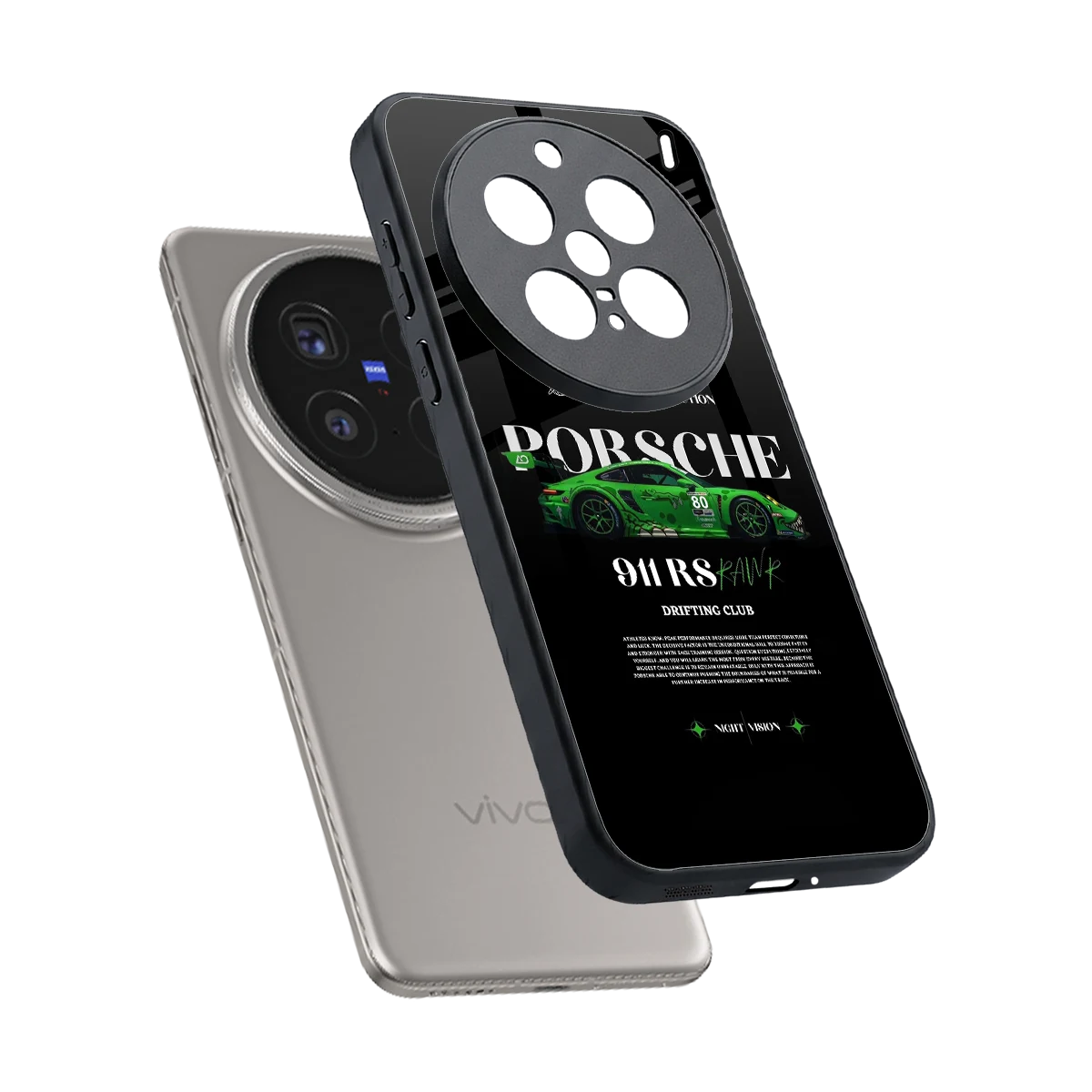 911 RS Drifting Club sleek vivo x200 pro cover with tempered glass back and TPU edges