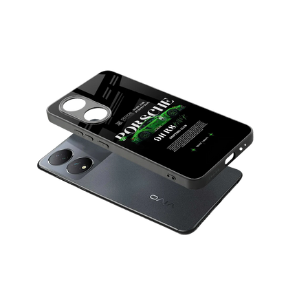 911 RS Drifting Club sleek Vivo-y100 cover with tempered glass back and TPU edges