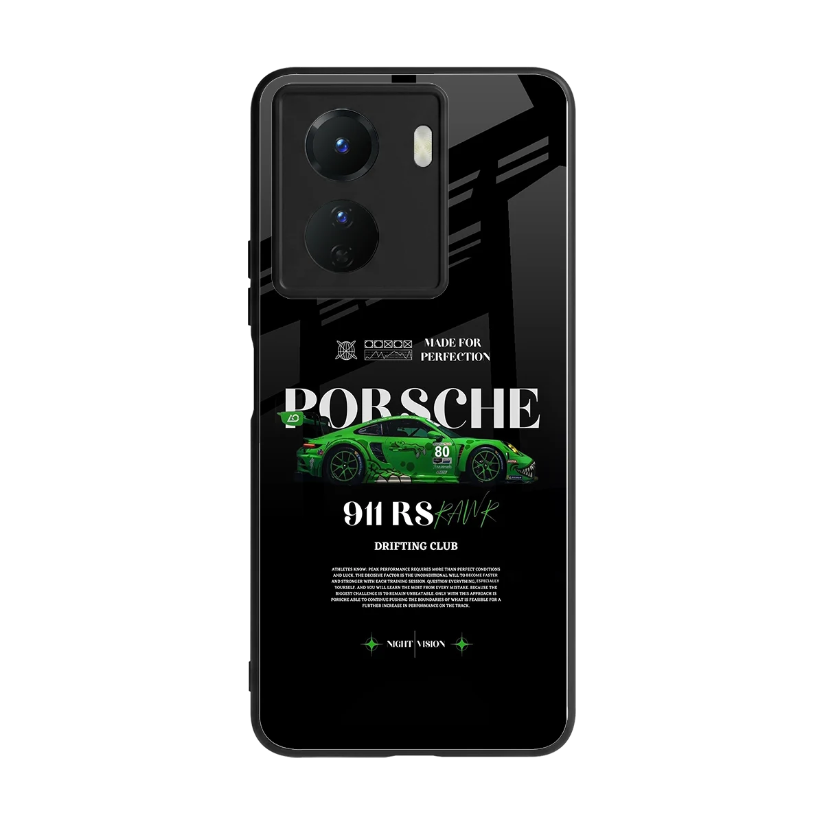 911 RS Drifting Club back phone cover | glass case for vivo y16