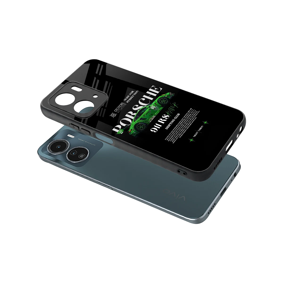911 RS Drifting Club sleek vivo y16 cover with tempered glass back and TPU edges