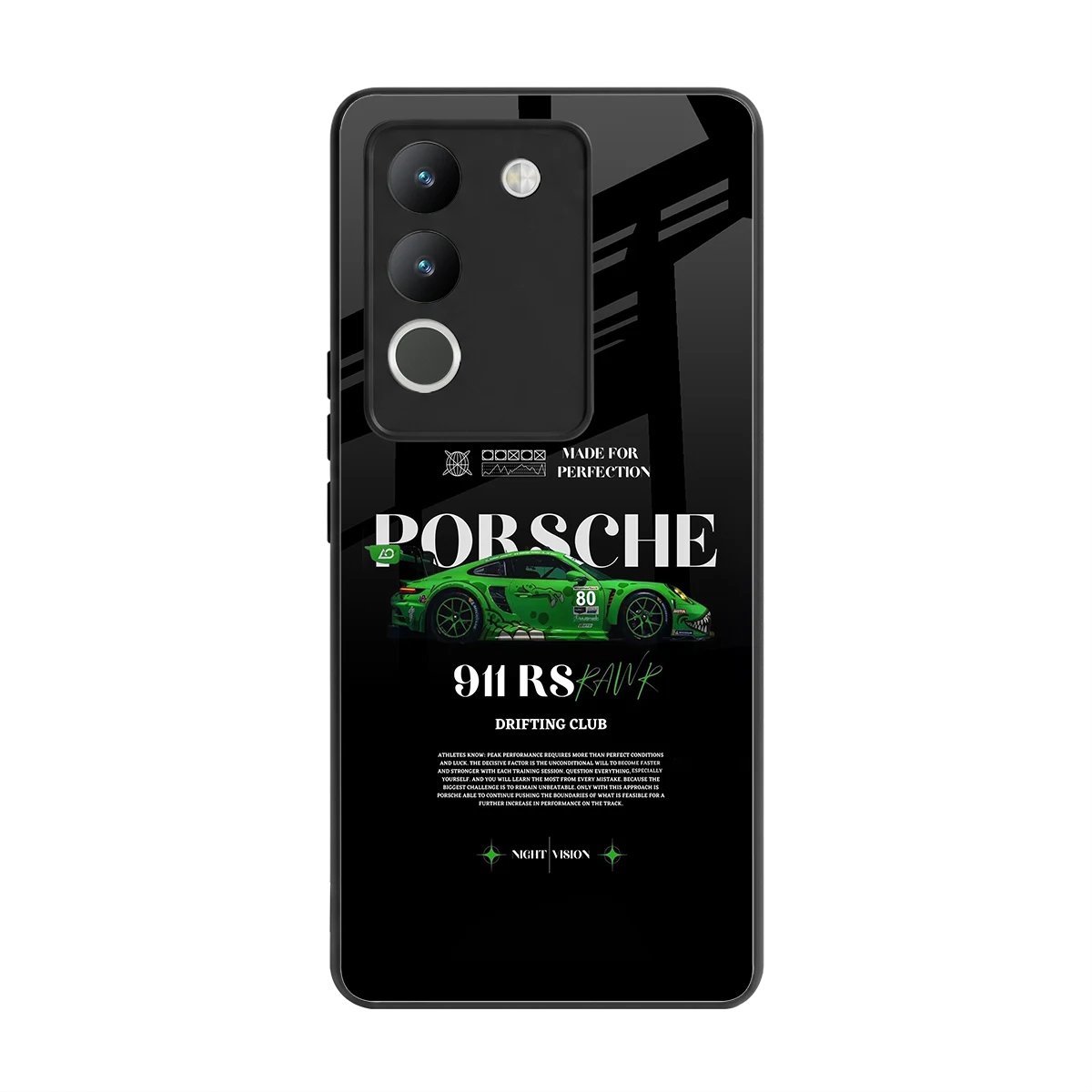911 RS Drifting Club back phone cover | glass case for vivo y200 5g