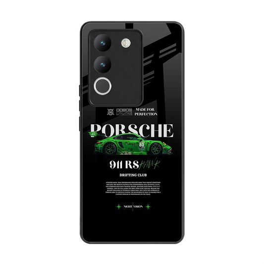 911 RS Drifting Club back phone cover | glass case for vivo y200 5g
