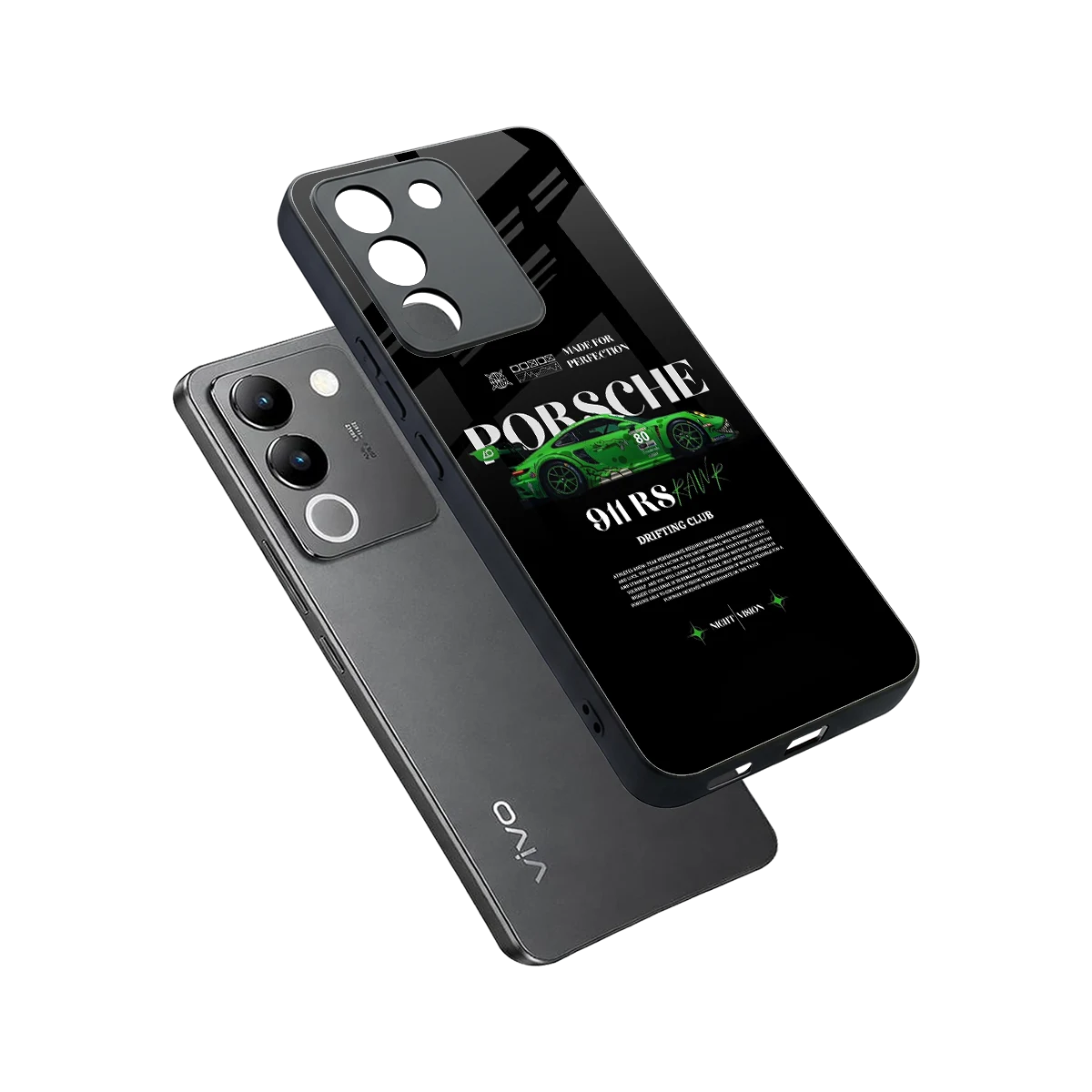 911 RS Drifting Club sleek vivo y200 5g cover with tempered glass back and TPU edges