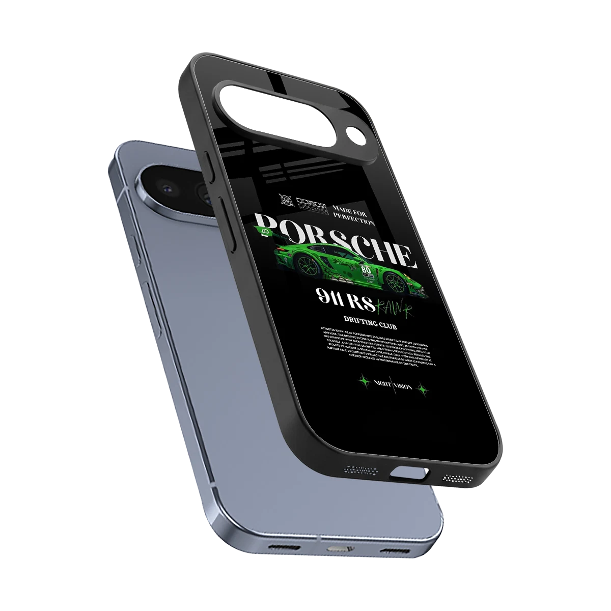 911 RS Drifting Club sleek google pixel 10 cover with tempered glass back and TPU edges