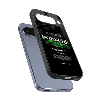 911 RS Drifting Club sleek google pixel 10 cover with tempered glass back and TPU edges