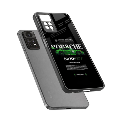 911 RS Drifting Club sleek redmi note 11 pro cover with tempered glass back and TPU edges