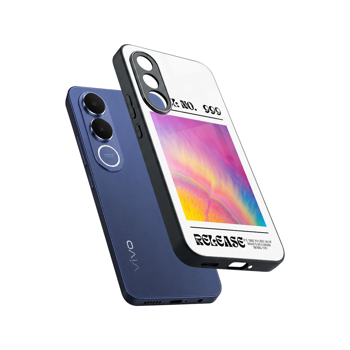 999 sleek vivo v70 fe cover with tempered glass back and TPU edges