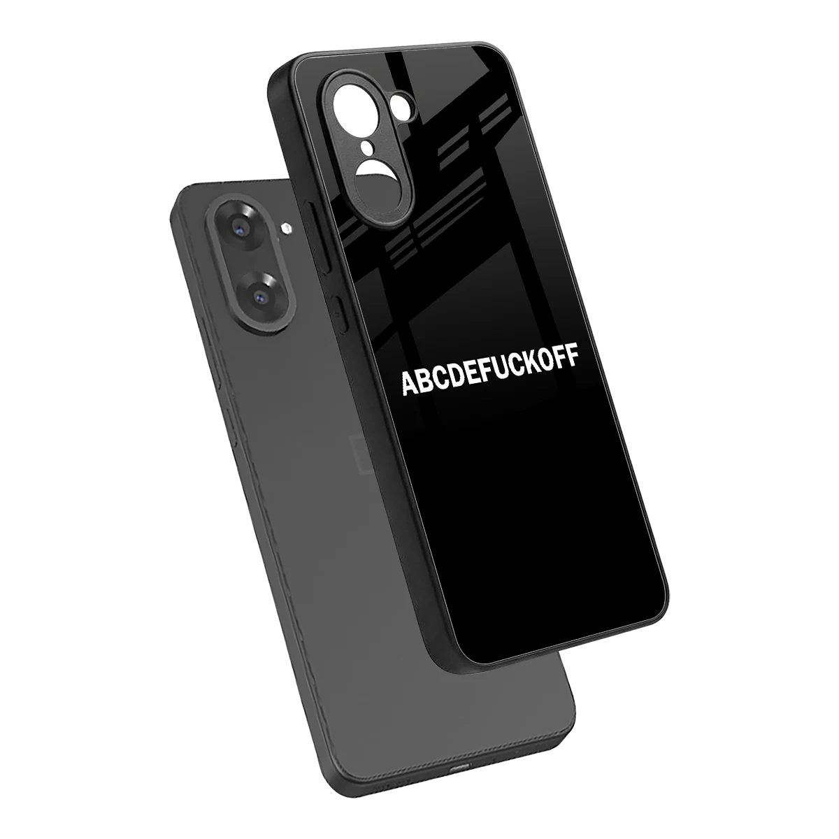 ABCDEFUCKOFF Black sleek oneplus nord ce5 5g cover with tempered glass back and TPU edges