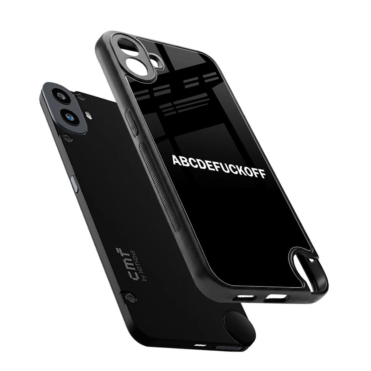 ABCDEFUCKOFF Black sleek cmf nothing phone 1 cover with tempered glass back and TPU edges