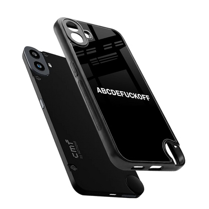 ABCDEFUCKOFF Black sleek cmf nothing phone 1 cover with tempered glass back and TPU edges