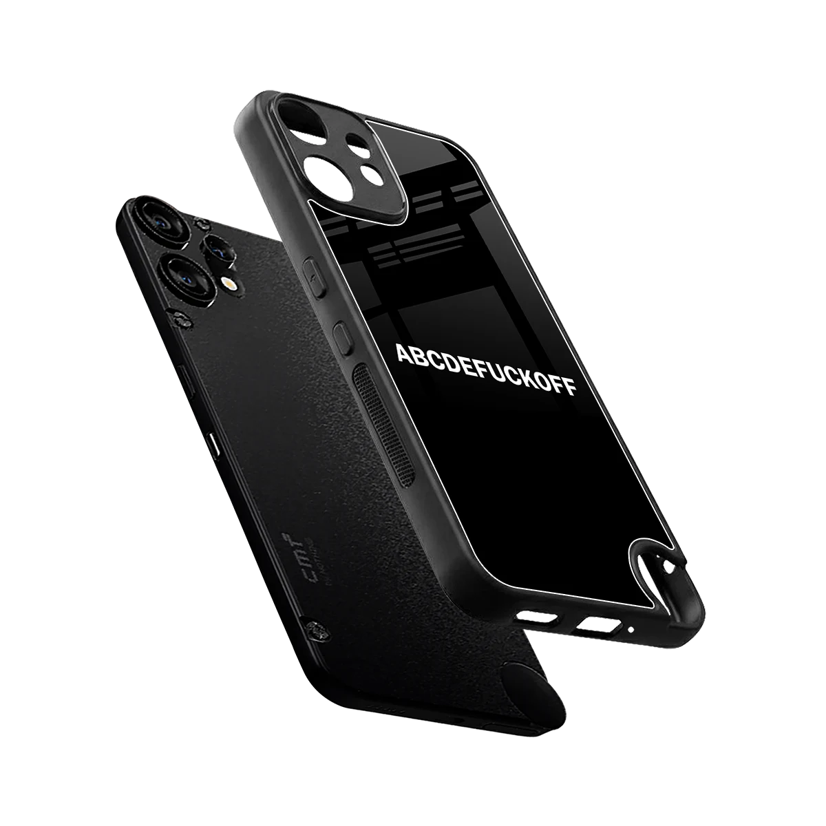 ABCDEFUCKOFF Black sleek cmf nothing phone 2 pro cover with tempered glass back and TPU edges