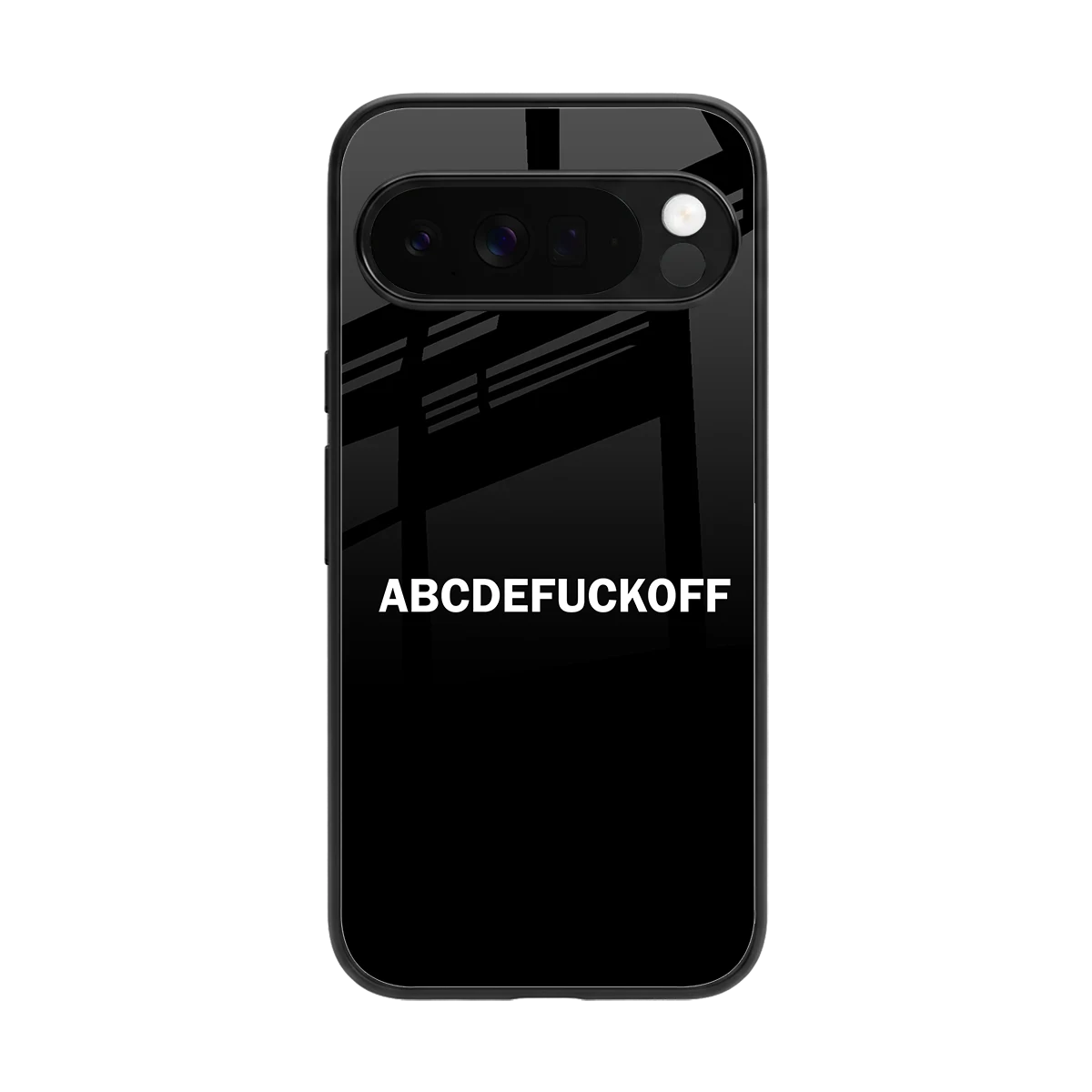 ABCDEFUCKOFF Black back phone cover | glass case for google pixel 10 pro xl
